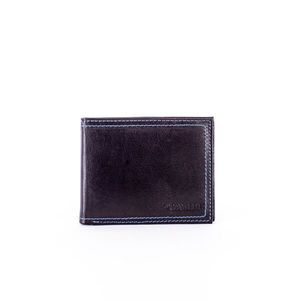 Men´s black leather wallet with blue trim vyobraziť