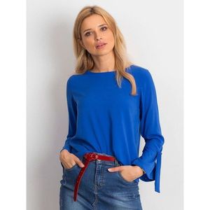 Cobalt blouse with ties and flared sleeves vyobraziť