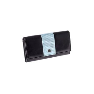 Women´s black wallet with a blue module vyobraziť