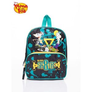 Turquoise school backpack with the Phineas and Ferb theme vyobraziť