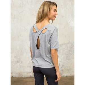 FOR FITNESS gray blouse with cutouts on the back vyobraziť