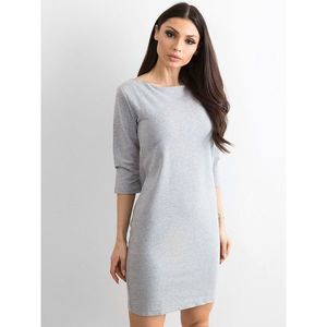 Plain gray cotton dress with a zipper vyobraziť