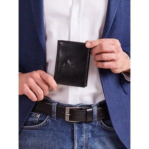 Men´s black leather wallet with a clasp vyobraziť