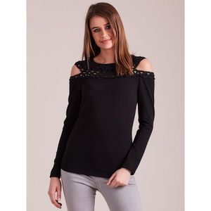 Ladies´ black blouse with lace and cutouts vyobraziť
