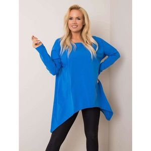 RUE PARIS Blue asymmetrical plus size blouse vyobraziť