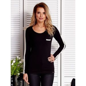 Black women´s blouse with a pocket and lace trim vyobraziť