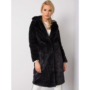 RUE PARIS Black faux fur coat vyobraziť