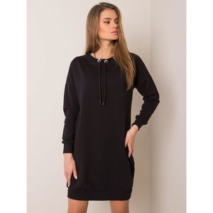 RUE PARIS Black sweatshirt dress with drawstrings vyobraziť