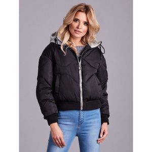 Black short jacket with contrasting hood vyobraziť