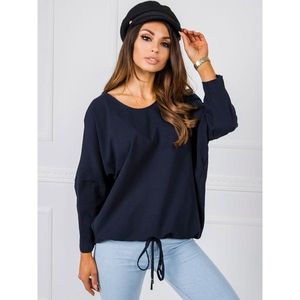 Oversized navy blue cotton blouse vyobraziť