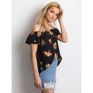 Black Spanish blouse with colorful print vyobraziť