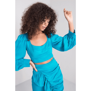 BSL Turquoise blouse with long sleeves vyobraziť