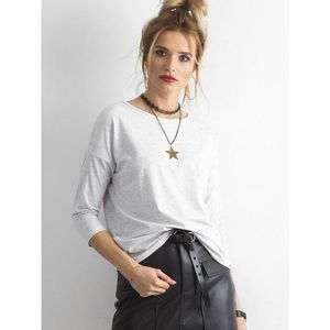 Basic melange blouse with 3/4 sleeves light gray vyobraziť