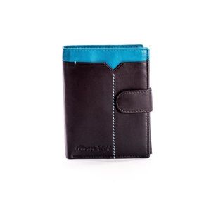 Black leather wallet for a man with a blue cube vyobraziť