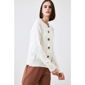 Trendyol Ekru Button Knitwear Sweater vyobraziť