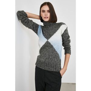 Trendyol Anthracite Color Block Knitwear Sweater vyobraziť