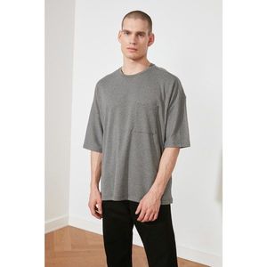 Trendyol Grey Male Oversize Bike Collar Short Sleeve Sweatshirt vyobraziť