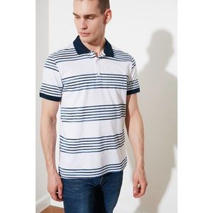 Trendyol White Male Slim Fit Short Sleeve Striped Polo Neck T-shirt vyobraziť