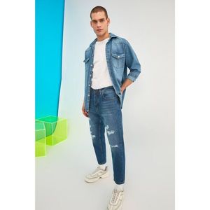Trendyol Indigo Male Destroy Slim Crop Jeans vyobraziť