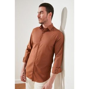 Trendyol Cinnamon Men's Lycra Slim Fit Basic Shirt Collar Shirt vyobraziť