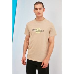 Trendyol Stone Men's Regular Fit Bike Collar Short Sleeve Printed T-Shirt vyobraziť