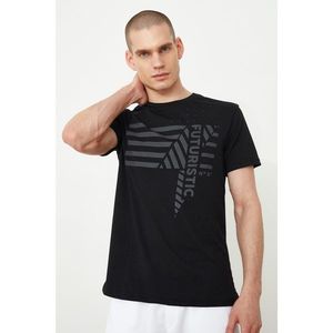 Trendyol Black Men's Regular Fit Bike Collar Short Sleeve Printed T-Shirt vyobraziť