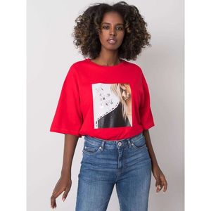 Women's red cotton t-shirt vyobraziť