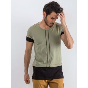 Men's khaki t-shirt with insets vyobraziť