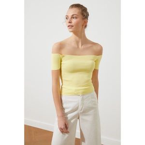 Trendyol Yellow Carmen Collar Knitwear Blouse vyobraziť