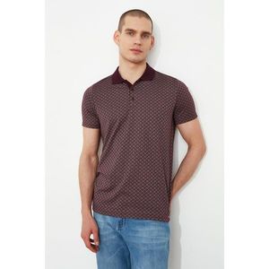 Trendyol Burgundy Men Slim Fit Short Sleeve Jacquard Süprem Polo Neck T-shirt vyobraziť