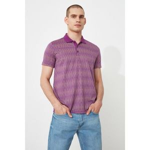 Trendyol Lila Men Slim Fit Short Sleeve Jacquard Süprem Polo Neck T-shirt vyobraziť