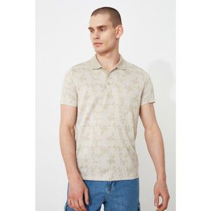 Trendyol Beige Male Slim Fit Short Sleeve Jacquard Süprem Polo Neck T-shirt vyobraziť