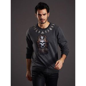 Dark gray men's sweatshirt with a skull vyobraziť
