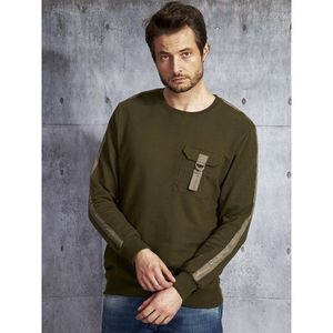 Men's khaki sweatshirt with a pocket vyobraziť