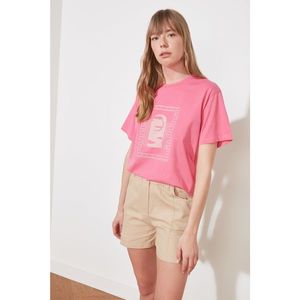 Trendyol Fuchsia Boyfriend Knitted T-Shirt vyobraziť