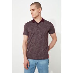 Trendyol Burgundy Men Slim Fit Short Sleeve Jacquard Süprem Polo Neck T-shirt vyobraziť