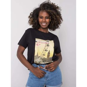 Black women's t-shirt with jewelery applications vyobraziť