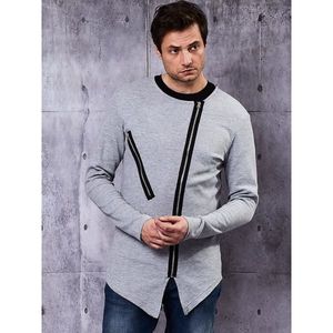 Men's gray sweatshirt with asymmetrical zippers vyobraziť