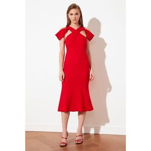 Trendyol Red Sleeve Detail Dress vyobraziť