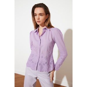 Trendyol Lilac Embroidered Shirt vyobraziť