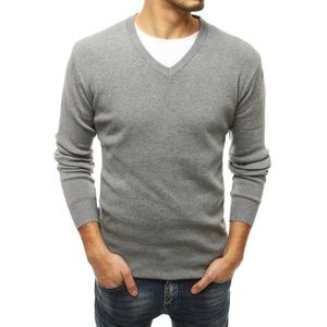 Gray V-neck men's sweater WX1666 vyobraziť