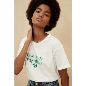Trendyol White 100% Organic Cotton Semi-Fitted Printed Knitted T-Shirt vyobraziť
