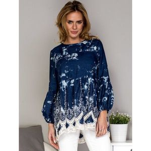 Women´s tunic with a decorative lace navy blue vyobraziť