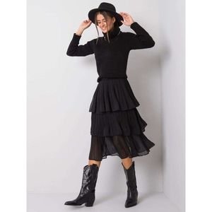 RUE PARIS Black skirt with flounces vyobraziť