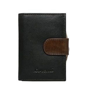 Women´s brown leather wallet with a stud and a hook vyobraziť
