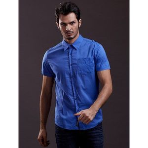 Men´s blue shirt with short sleeves vyobraziť