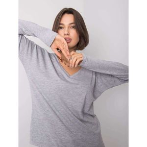 Gray melange cotton blouse with long sleeves vyobraziť