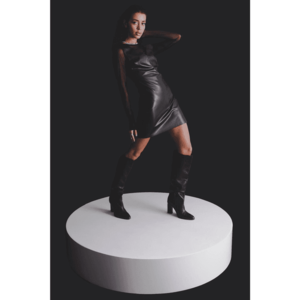 BSL Black faux leather dress vyobraziť
