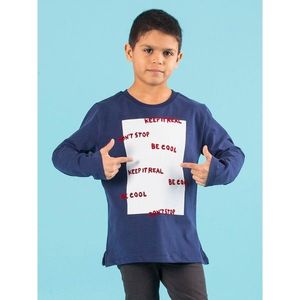 Boys´ blouse with inscriptions dark blue vyobraziť