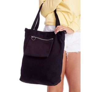 Black cloth bag with an outer pocket vyobraziť